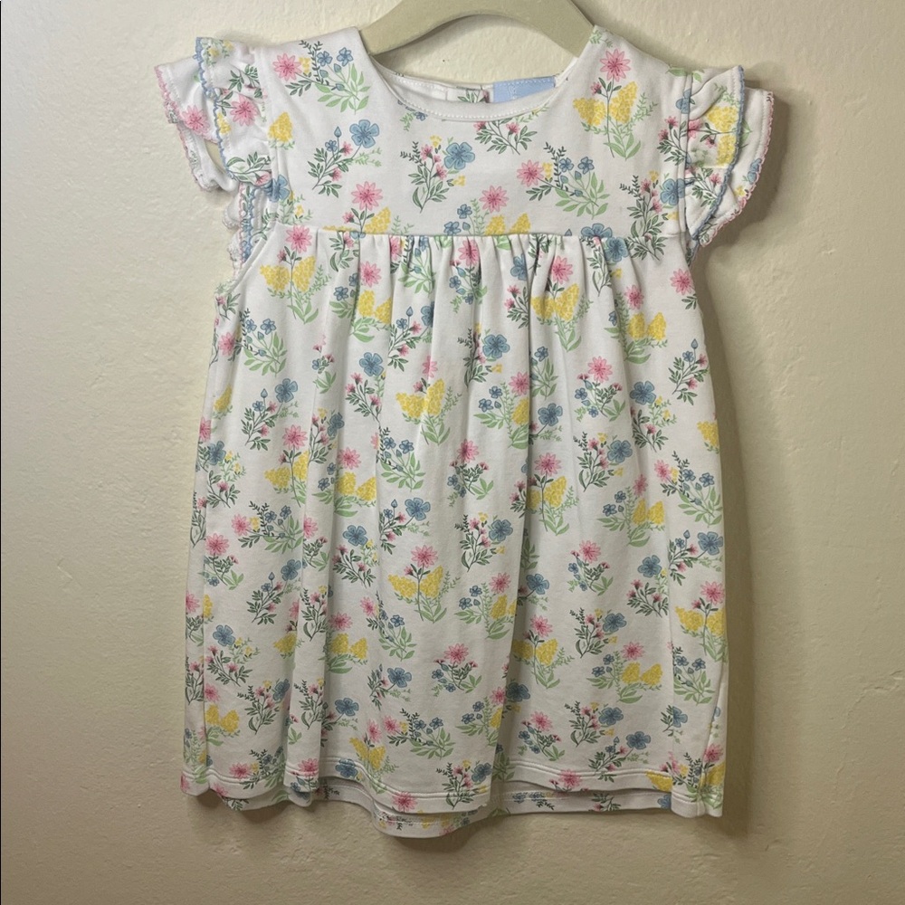 Pima Cotton Bella Bliss Floral Toddler Dress with Ruffle Sleeves